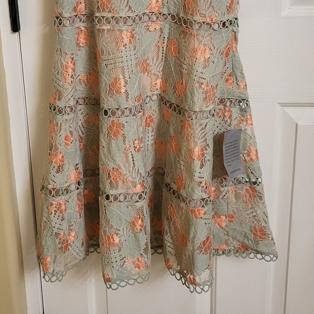 Nortstrom's NSR Teal and Peached ruffled laced dress w/ back bow Size XL NWT - Picture 10 of 10